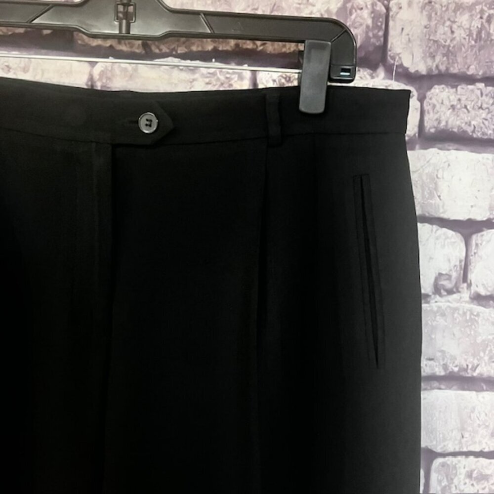 Peter Nygard Black Double Pleated Pants Size 12 - Picture 3 of 8